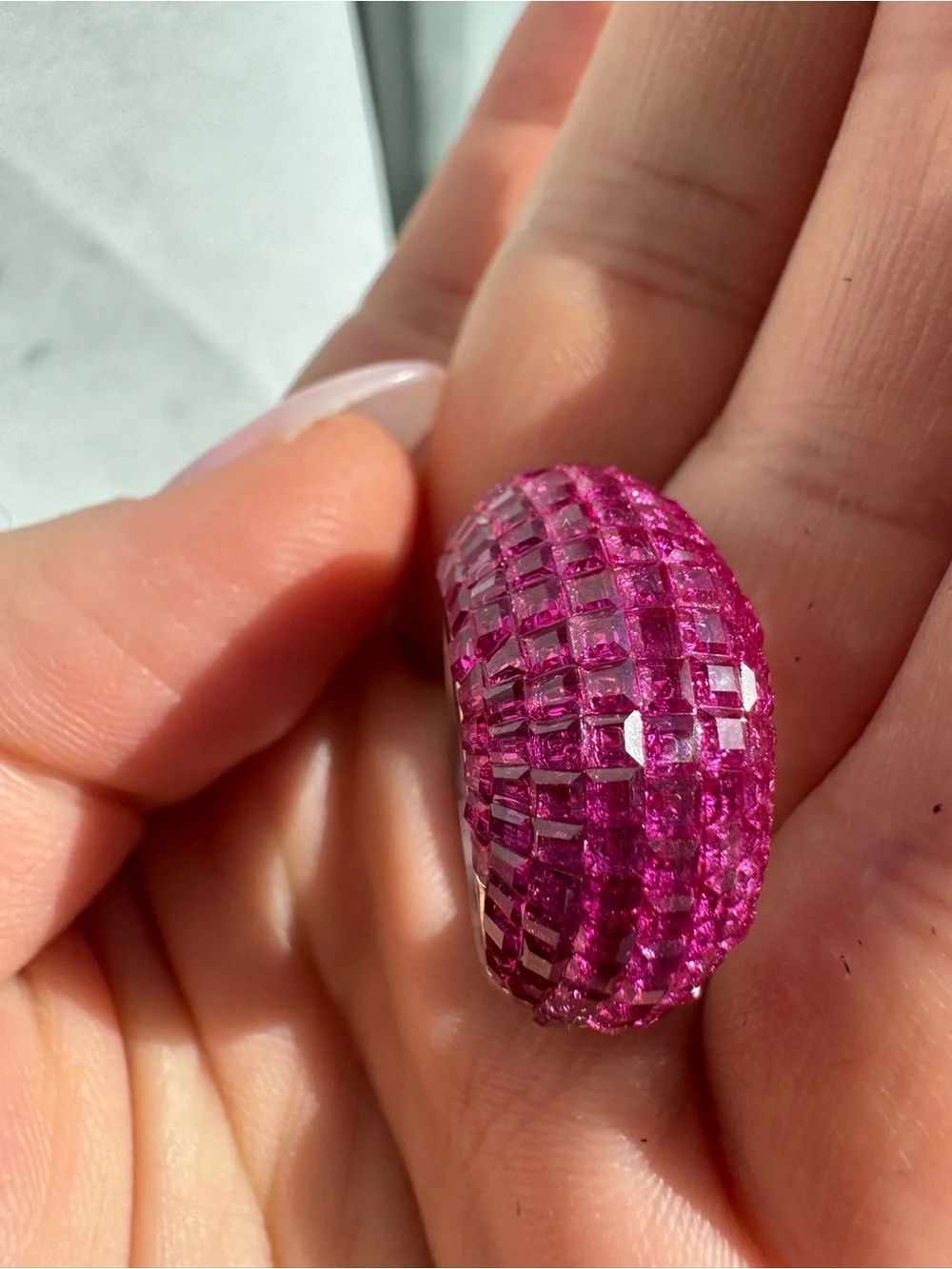 Stunning lab created domed ruby ring set in Sterling silver - Picture 8 of 15
